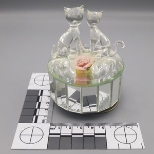 Vintage Mirrored Glass Cat Music Box